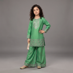 Mint Green Embroidered Festive Suit for Girls