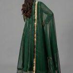 Emerald Green Minimalist Gota-Work Anarkali Set