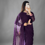 Royal Plum Starlight Chiffon Saree