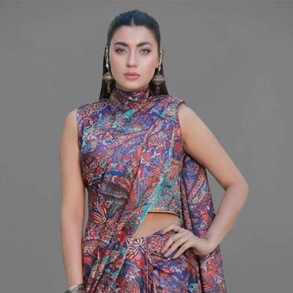 Majestic Paisley Digital Print Silk Saree
