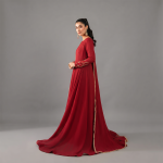 Crimson Red Embroidered Floor-Length Suit