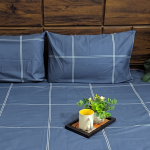 Classic Navy Cotton Double Bedsheet With Pillow