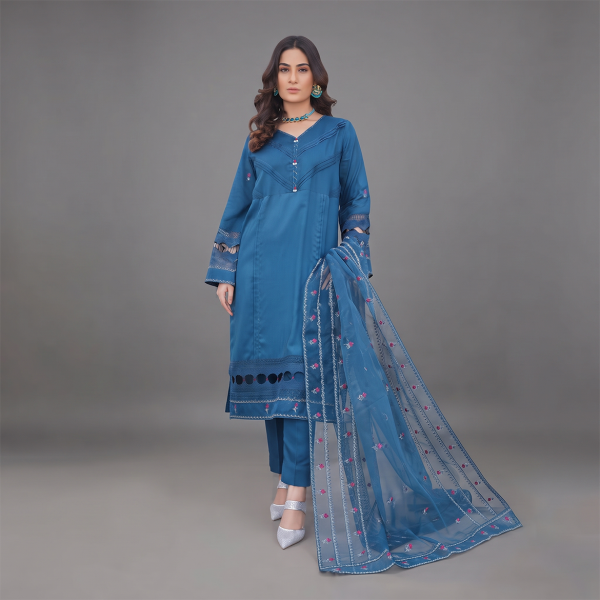 Azure Mist Embroidered Suit Set