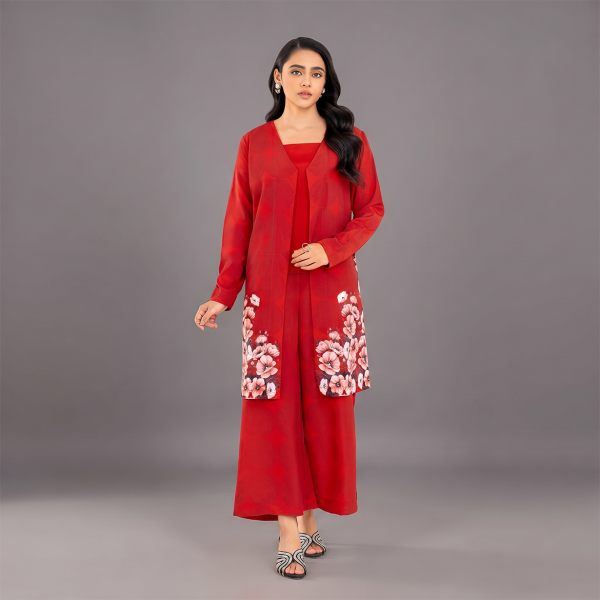 Crimson Bloom Layered Co-Ord Suit