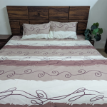 Mocha Swirl Premium Cotton Double Bedsheet With Pillow Set