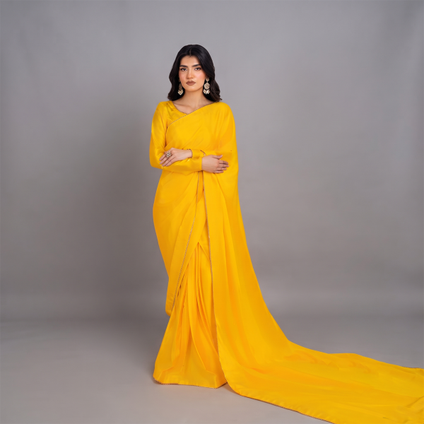 Sunlit Marigold Grace Drape Saree