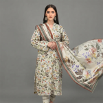 Ivory Floral Printed Lawn Suit