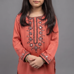 Rust Orange Embroidered Kurta & Shalwar Set