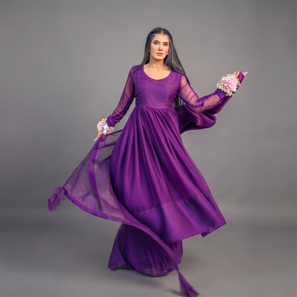 Royal Amethyst Bloom Maxi Suit