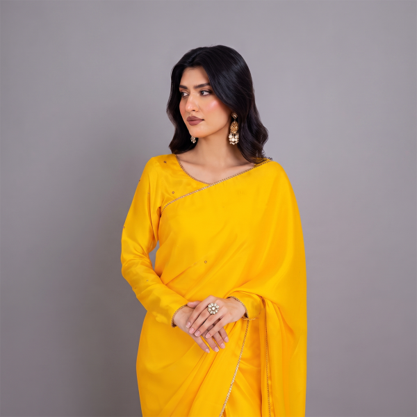 Sunlit Marigold Grace Drape Saree