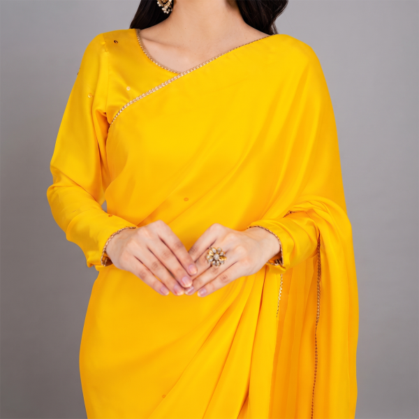 Sunlit Marigold Grace Drape Saree