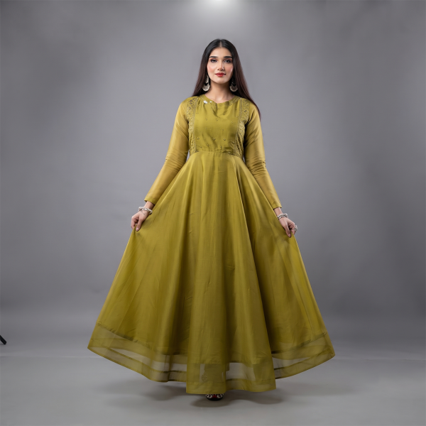 Olive Aura Regal Maxi Suit