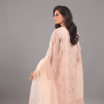 Peach Embroidered Chiffon Suit