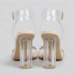 Crystal-Embellished Clear Block Heel Sandals
