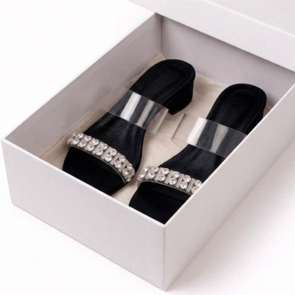 Transparent Block Heels Sandals for Womens
