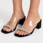 Transparent Block Heels Sandals for Womens