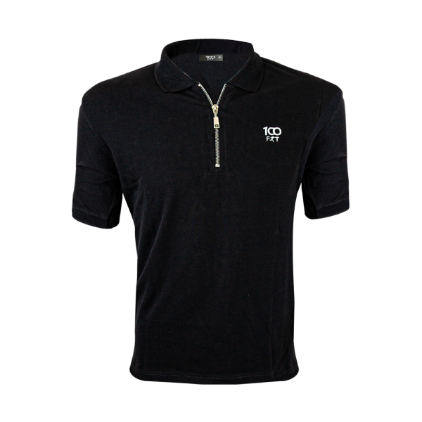 100 Fit Black Zipper Polo – Premium Piqué Fabric