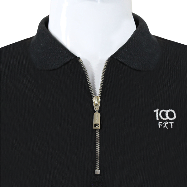 100 Fit Black Zipper Polo – Premium Piqué Fabric