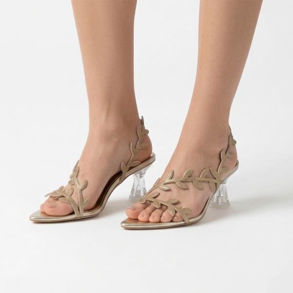 Golden Embellished Heels for Women