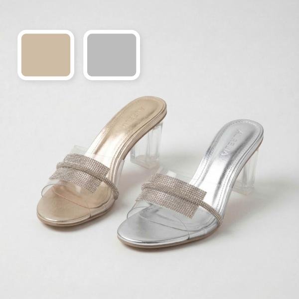 Golden Transparent Heels for Women