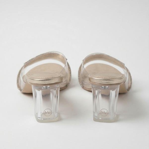 Golden Transparent Heels for Women