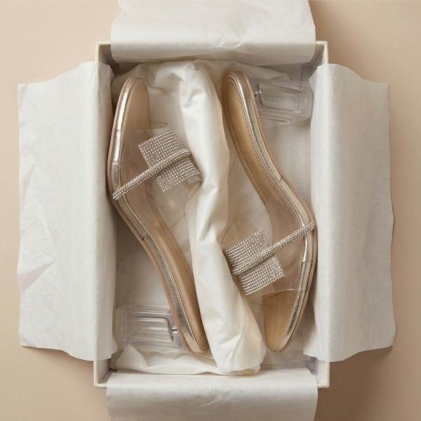 Golden Transparent Heels for Women