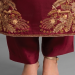 Deep Maroon Embellished Kurta with Matching Trousers