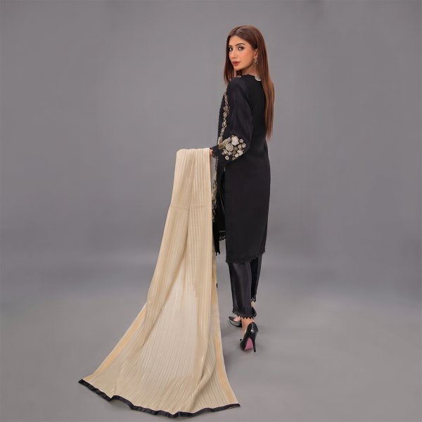 Black Embroidered Kurti with Matching Trousers