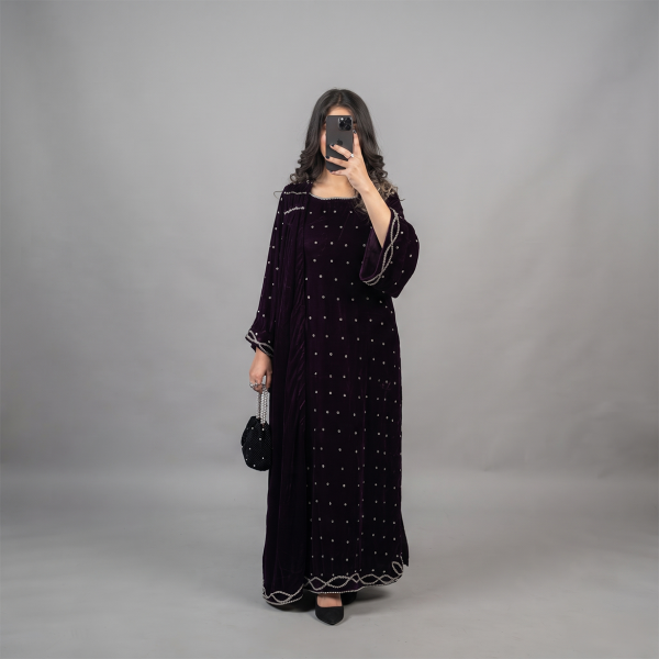 Midnight Plum Embellished Velvet Suit