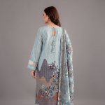Aqua Blue Printed and Embroidered Suit