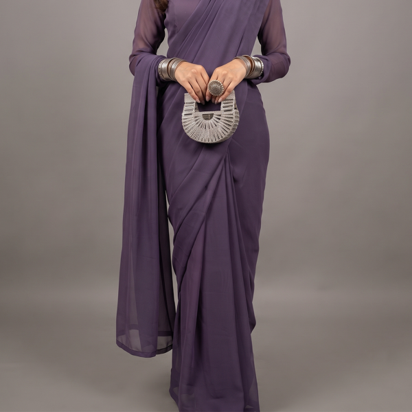 Dusty Lavender Elegance Drape Saree
