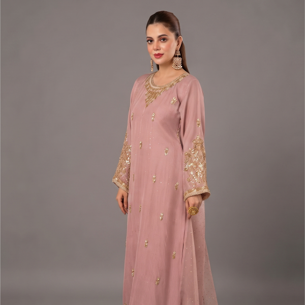 Blush Rose Radiance Embroidered Suit