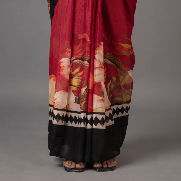 Maroon/Black Sari