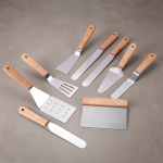 Cross-border stainless steel kitchenware beech handle fried fish spatula multi-functional cooking tools baking spatula barbecue cooking spatula