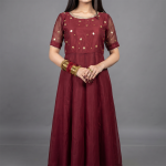 Maroon Majesty Embellished Maxi Suit