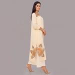 Charcoal Slate Straight-Cut Kurta with Intricate Ivory Floral Border