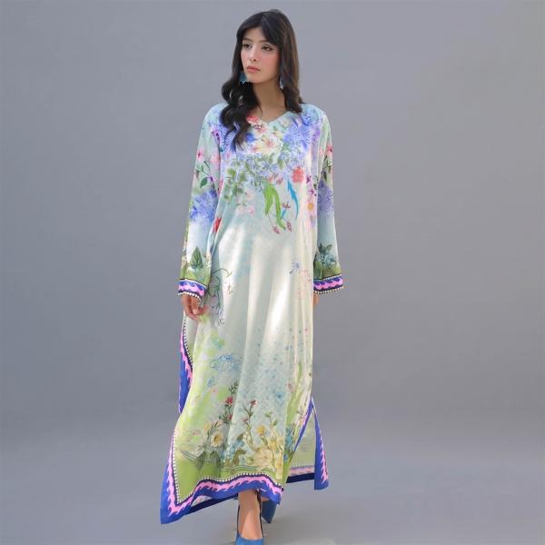 Elegant Pastel Floral Kaftan / Maxi Dress