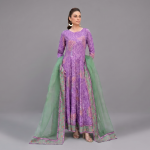 Printed Purple Kalidaar Maxi Set