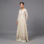 Ivory Embroidered Front-Open Maxi Suit