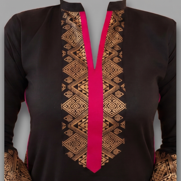 Black 2-Piece Co-ord Set with Gold Foil Embroidery