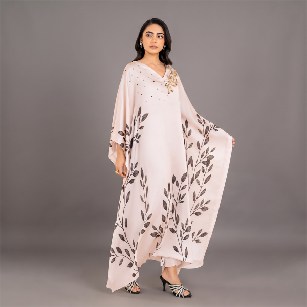 Elegant Botanical Print Kaftan