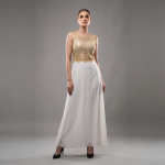 Ivory Gold Elegance Embellished Maxi Suit