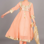 Peach Blossom Embellished Kids 3-Piece Anarkali Suit