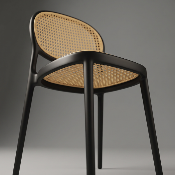 Black Cane Accent Fiber Chair