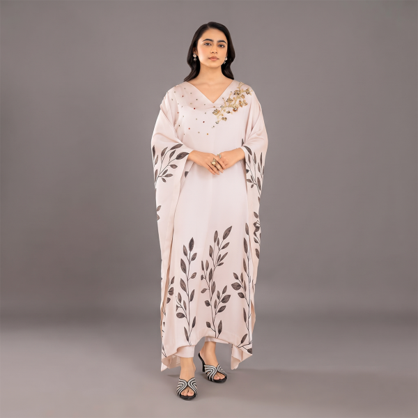 Elegant Botanical Print Kaftan