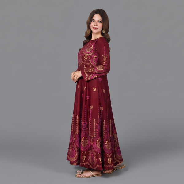 Maroon Crimson Kalidar Anarkali Maxi
