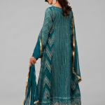 Teal Minimalist Embroidered Organza Co-ord Set