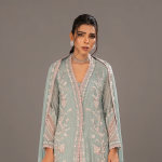 Embroidered Sage Green Open Jacket
