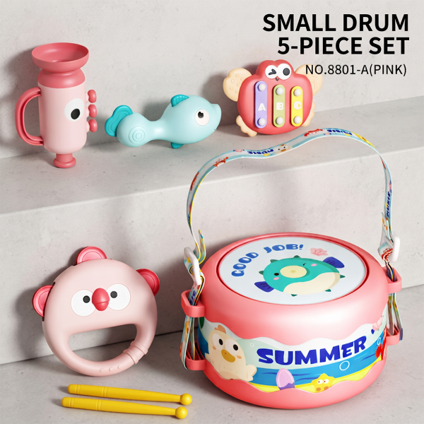 Baby Educational Early Education Rattle Hand Beat Drum 0-12 Months Music Enlightenment Set Infant Percussion Instrument