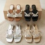 Fancy Crystal-Embellished Butterfly Flat Sandals